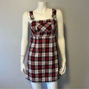 Vintage Milkmaid Plaid Designed in Australia Mini dress Burgundy black size 8